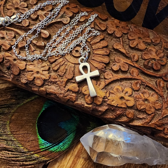 Ankh Necklace 925 Stamped Sterling Silver Chain Egyptian Cross Pendant Necklace - Picture 9 of 14